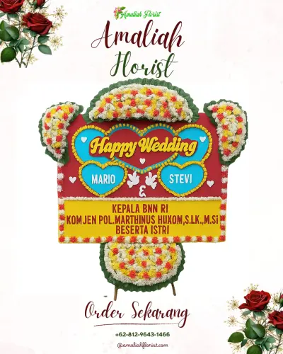 Karangan Papan Bunga Pernikahan di Banjarwangi